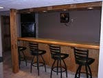 Custom Built Bar Area In Red Oak
